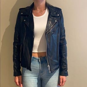 Lamarque Black Leather Motorcycle Jacket